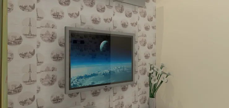 我本來有點想做一個有天花板般高的大電視櫃，增加收納空間，但最後決定只要簡潔一點的櫃子。