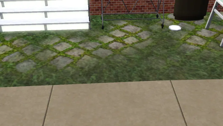 這種夾雜著草的大石磚在現實中也十分常見。