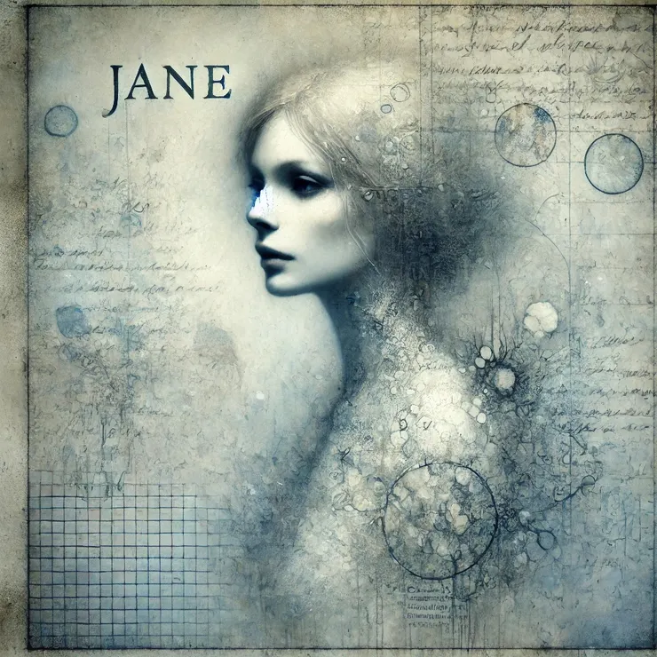 The colors whispered faint tales, the fading letters merging with the faint silhouette of a face. Jane could not discern the identity of the figure but felt its significance seep through the image.
