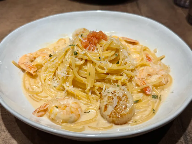 北海道干貝鮮蝦明太子麵   428元