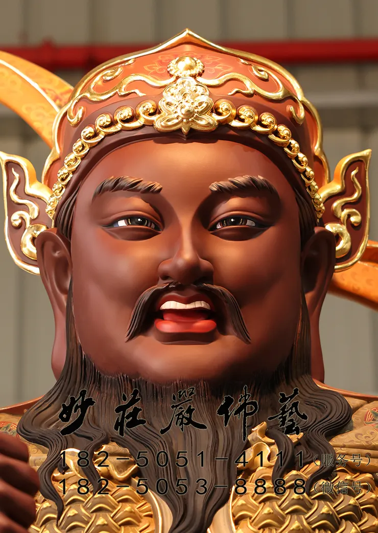 銅雕趙公明神像正面近照實拍圖