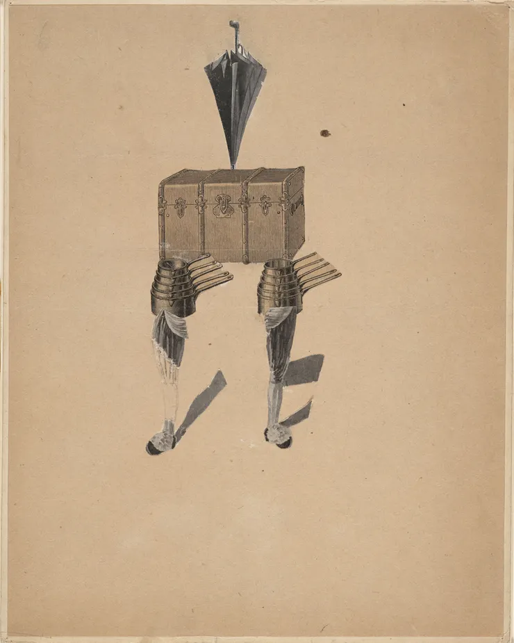 安德烈·布勒東（André Breton）的精緻屍體（Cadavre Exquis）創作。