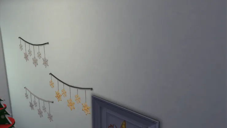 走廊的牆身我用了天藍色,這樣看像是雪花從天空飄下來。