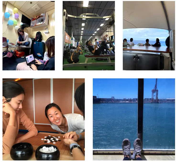 準備講座翻譯、健身房、甲板、參加活動等,船上生活是如此忙碌又愜意