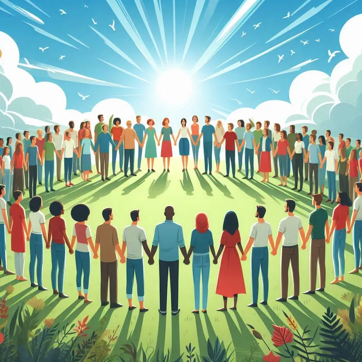 幫我畫張圖表示the world will live as one