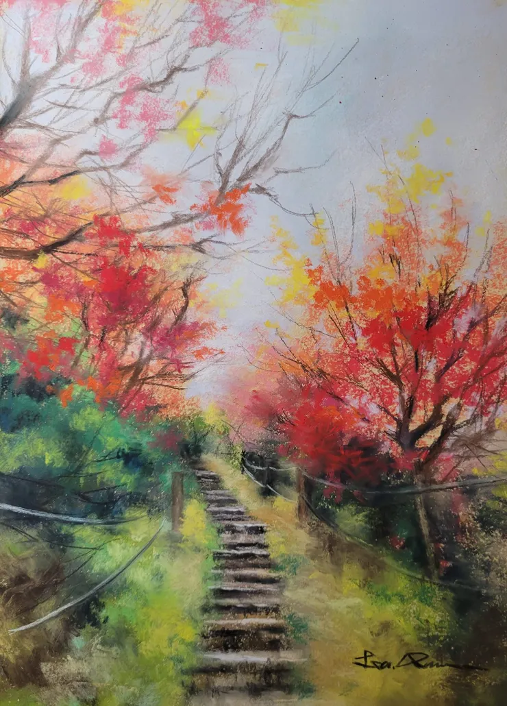 登山小徑 (媒材:粉彩)