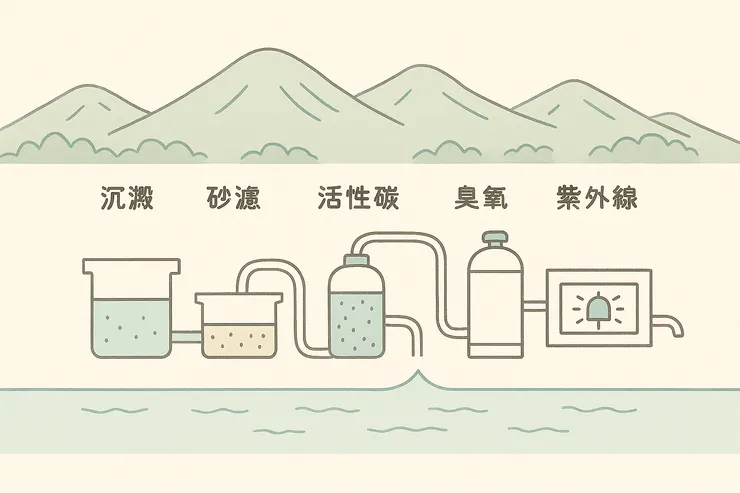 台灣自來水廠簡易過濾示意圖