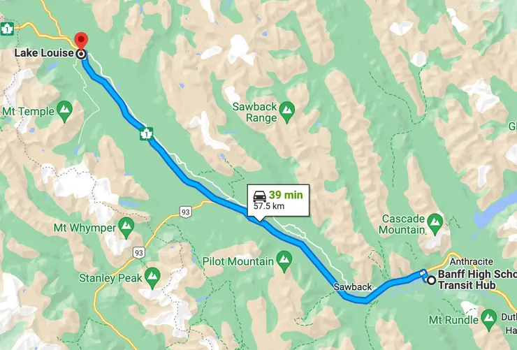 班夫小鎮前往路易斯湖