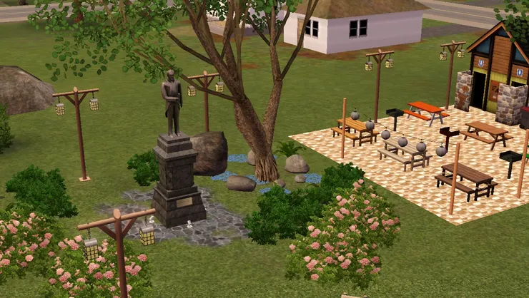 圍繞著他的花和灌木除了用來欣賞，還是跟其他區域分開的邊界。