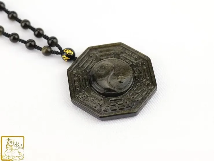 金沙黑曜石八卦項鍊 50g 辟邪擋煞