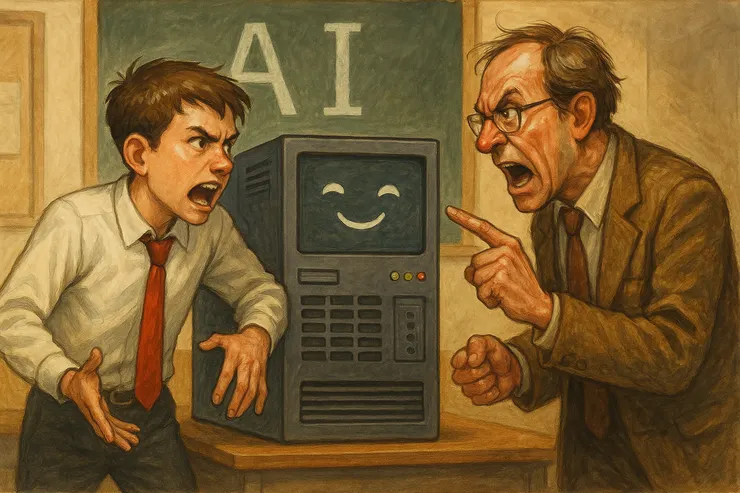 一個孩子為了AI與老師吵架 (小昕咒語Copilot繪圖)