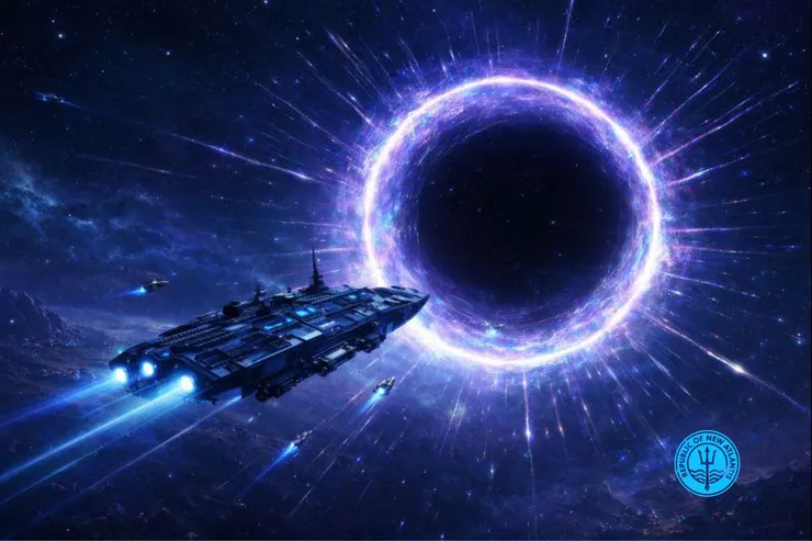 巨型太空船穿越能源門戶