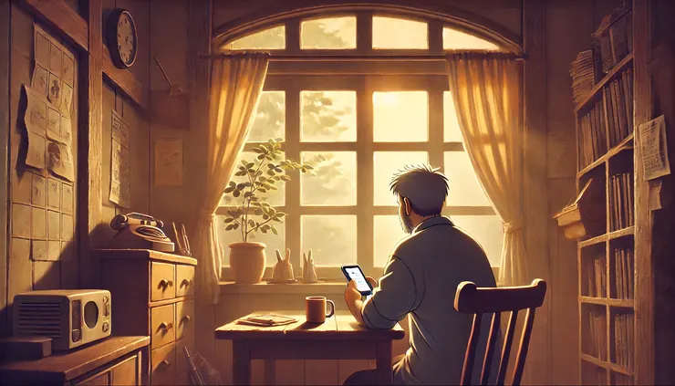 從背後看過去,你會發現他不是在滑手機,他在練習跟世界說話。 每天一個問題,不是為了答案,是為了還能問。