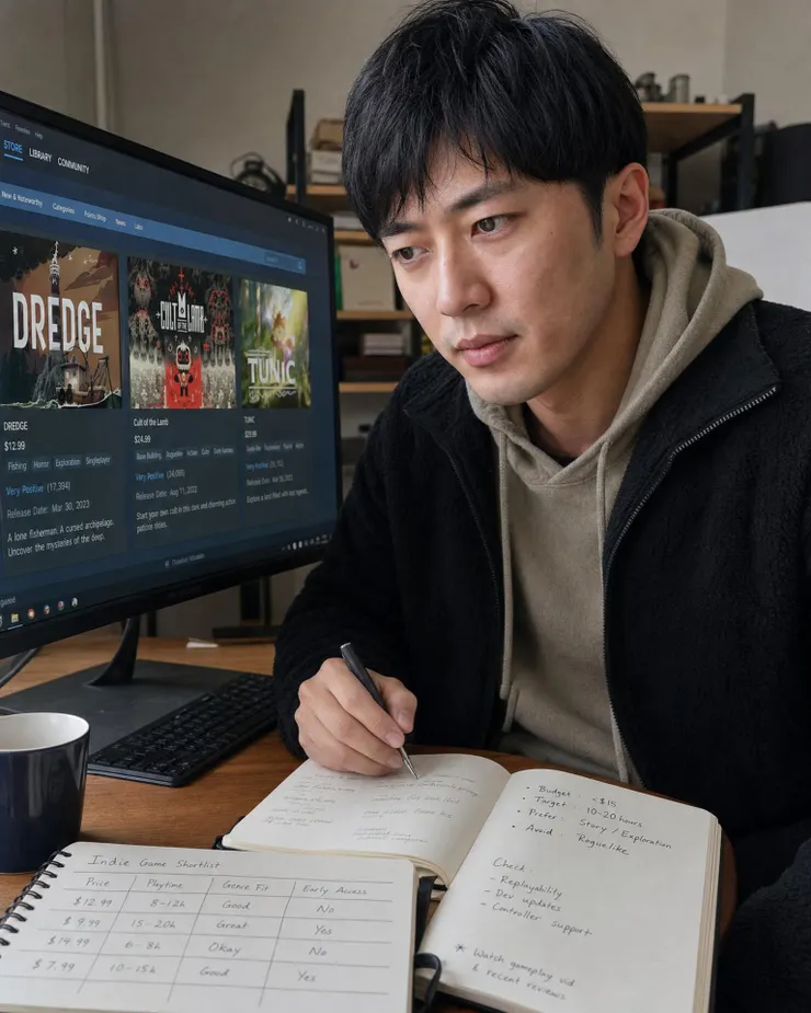 梁练伟比较 Steam 新作价格时长与类型适配度