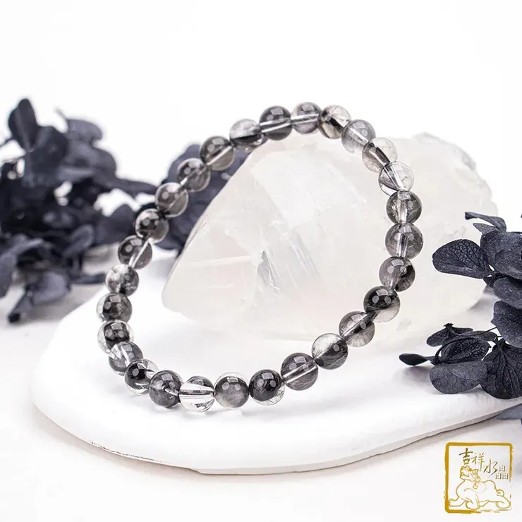 黑銀鈦晶手珠 6.8mm 強大正氣