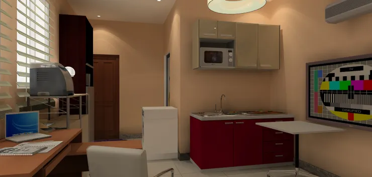 上下的櫥櫃顏色不同，想多點色彩。