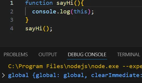 node.js 在非嚴格模式下，直接呼叫函式的 this 會屬於 global