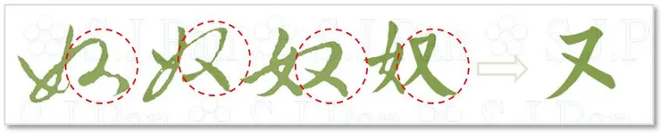片假名「ヌ」的字源是「奴」。