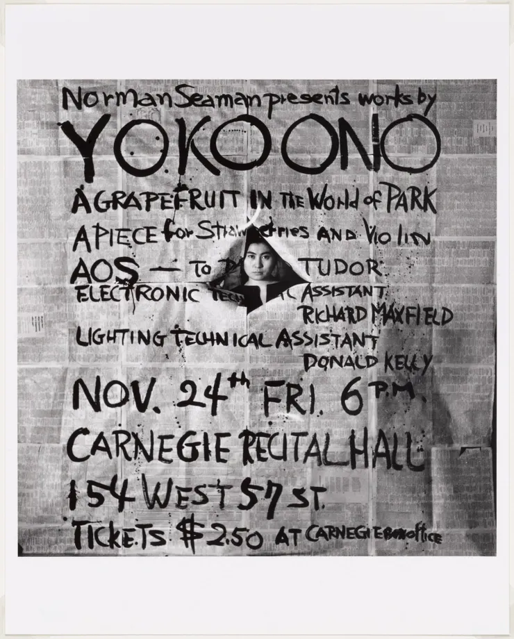 George Maciunas. Poster for Works by Yoko Ono, Carnegie Recital Hall, New York, 1961.