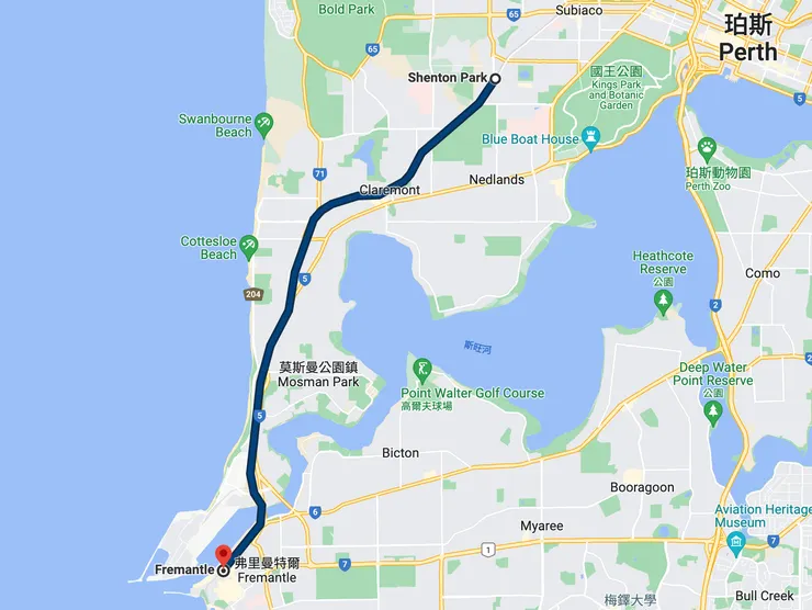 上班的火車路線 Shenton Park to Fremantle  