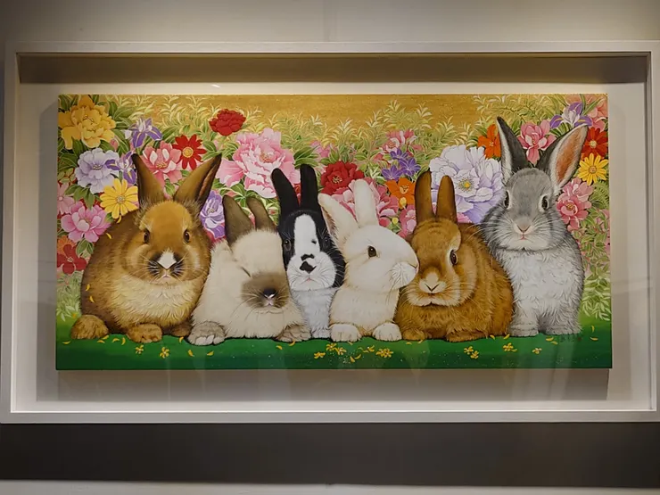 六福報喜(膠彩，紙本)