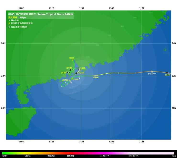來源:影響香港熱帶氣旋最佳路徑資料庫 