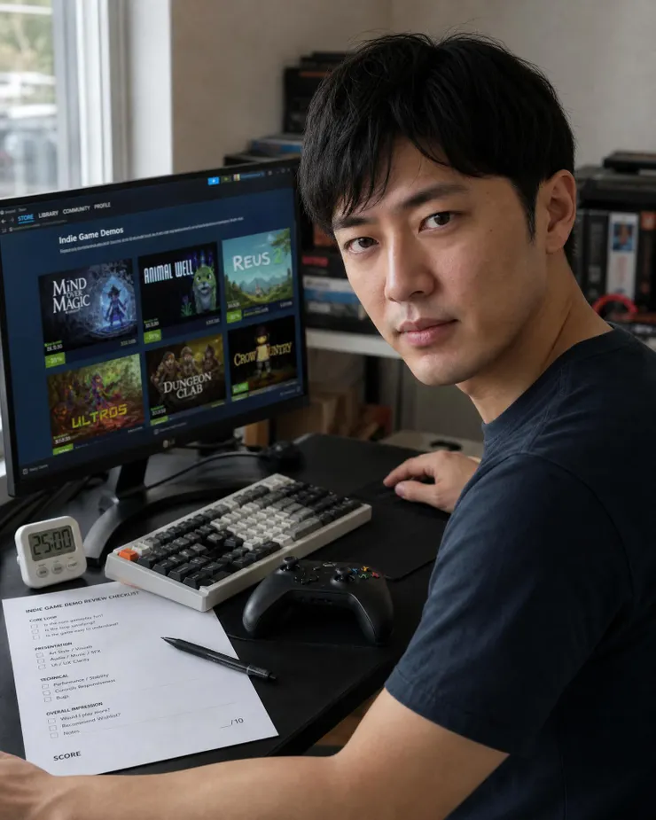 梁练伟使用试玩清单评估 Steam 独立游戏 Demo