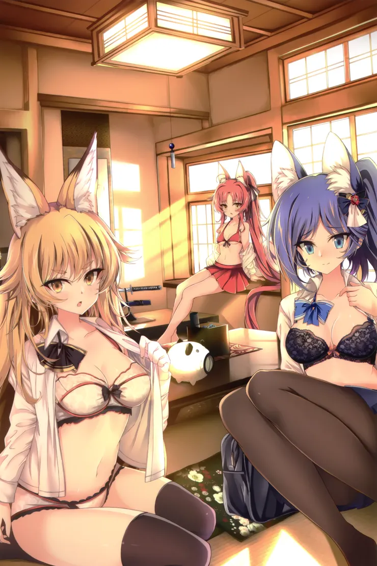 碧藍航線 兩週年插畫，川內、神通、那珂