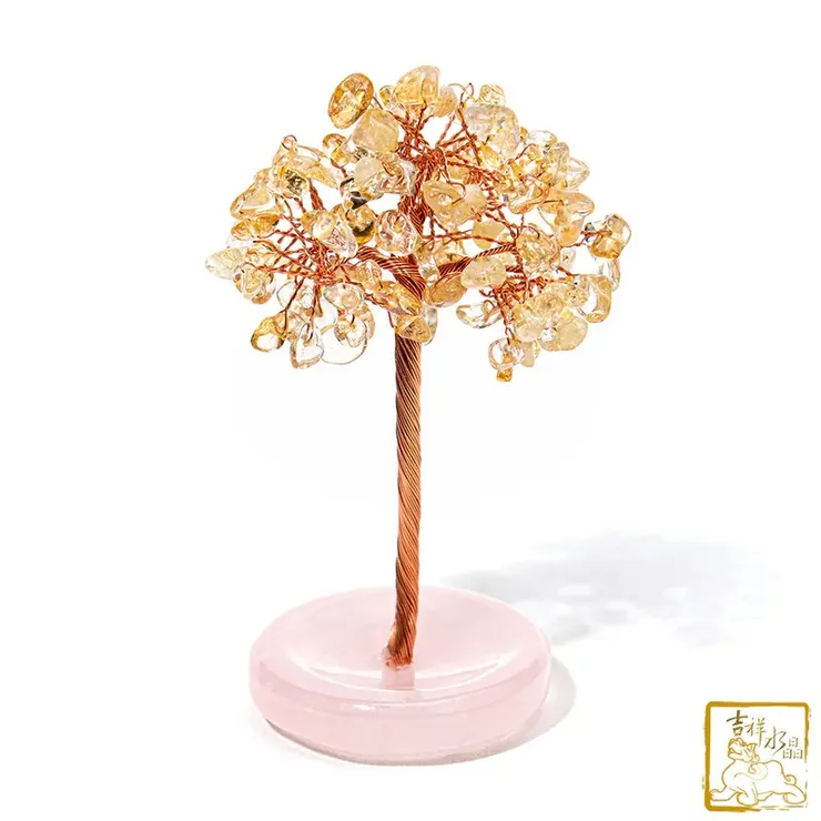 黃水晶．粉水晶小發財樹 財運人緣