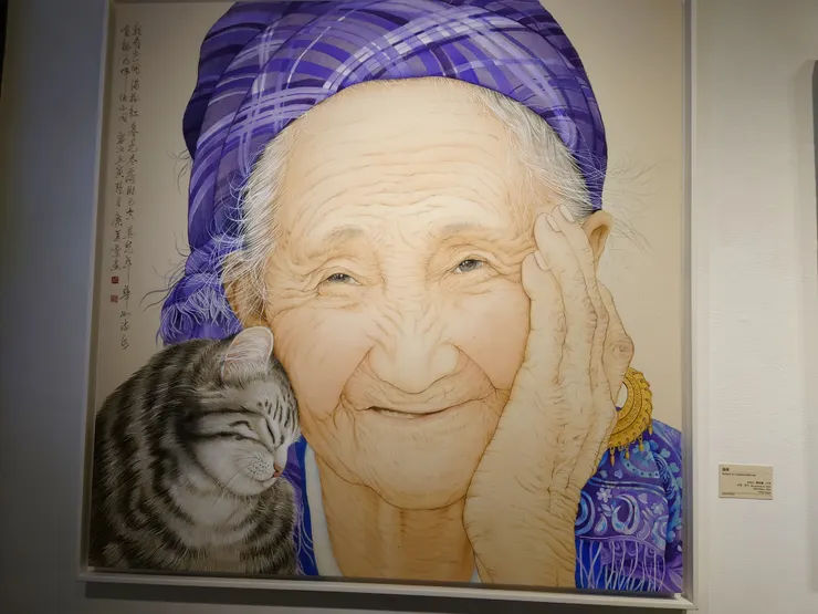 撒嬌 (彩墨、胚布)