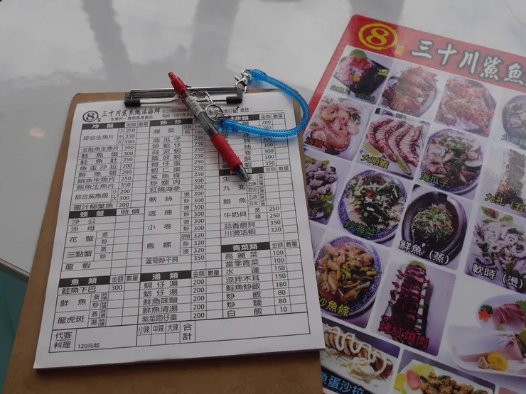 二樓八號攤商的菜單