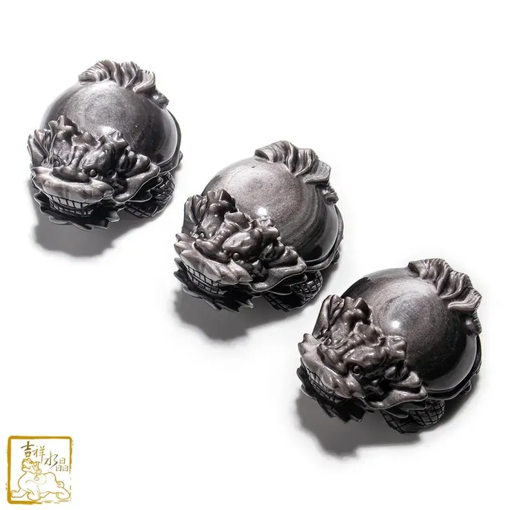 銀沙黑曜石龍龜 240g 守財化煞