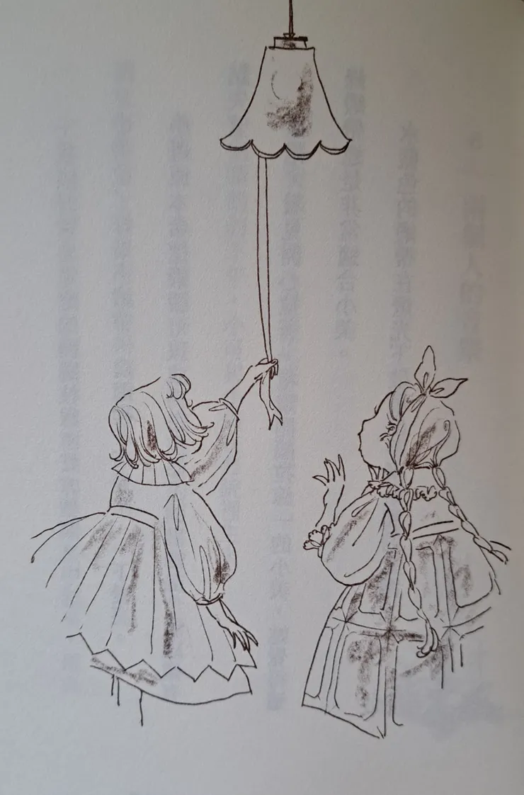 小美將小可送的緞帶綁在電燈上,作為開關拉線XD