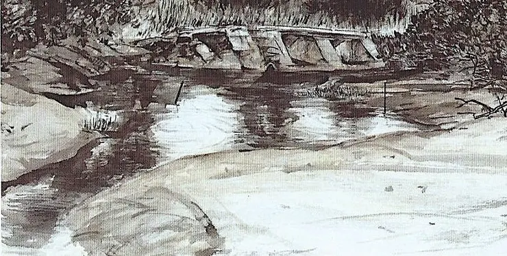 〈晨曦薄暮〉局部－小舟