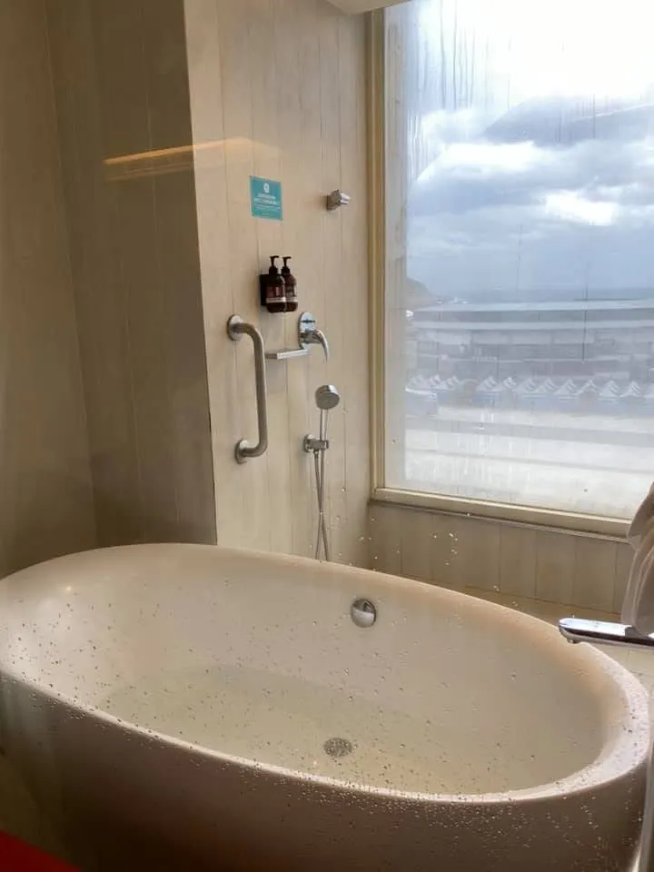 住這個房型時，洗澡窗簾務必拉上ㄟ