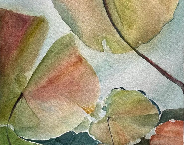 圖YHCC@水彩練習 W38 荷葉 / 22x24cm (參考圖片來源@Isa)
