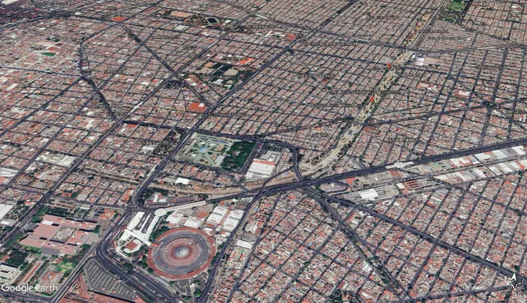 墨西哥城 - 運河線性公園(google earth)