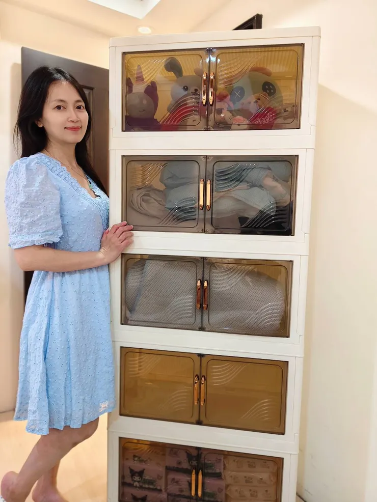 mo店+ Mr.Box70面寬摺疊雙開門五層收納櫃-附滑輪