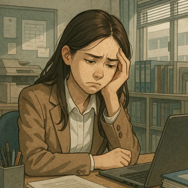 Bing畫的愁容滿面的我