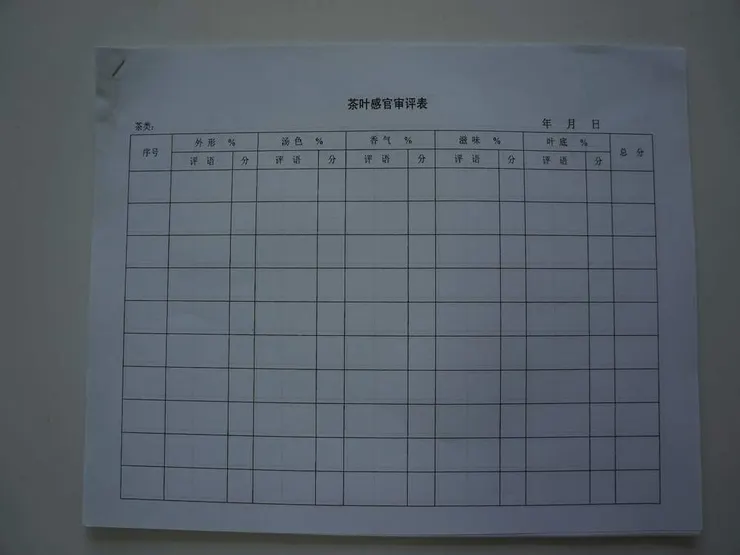茶葉比賽評分表