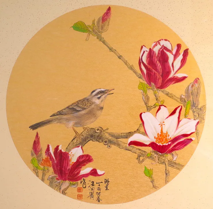 〈山雀鳴鈴／辛夷花開〉