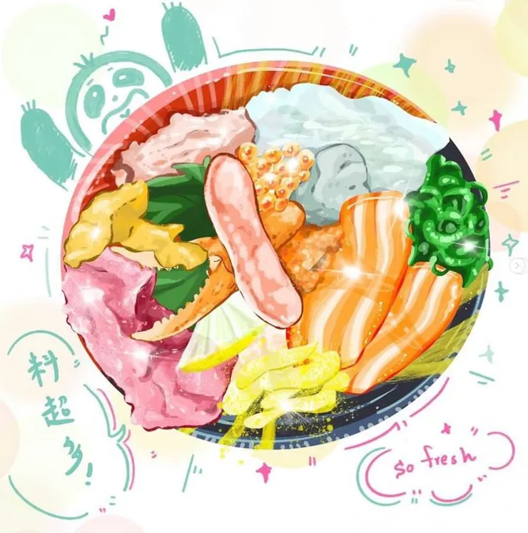 開始練時不同風格的食物繪製