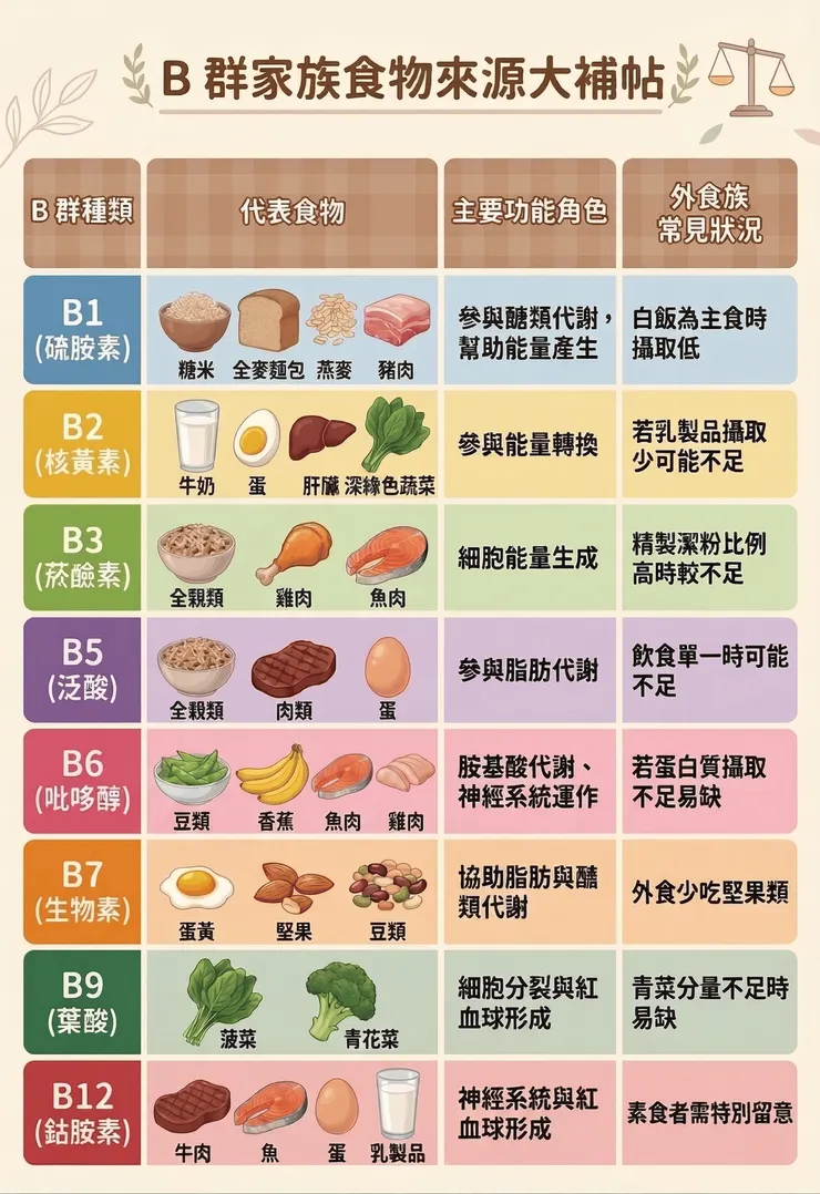 B 群食物有哪些