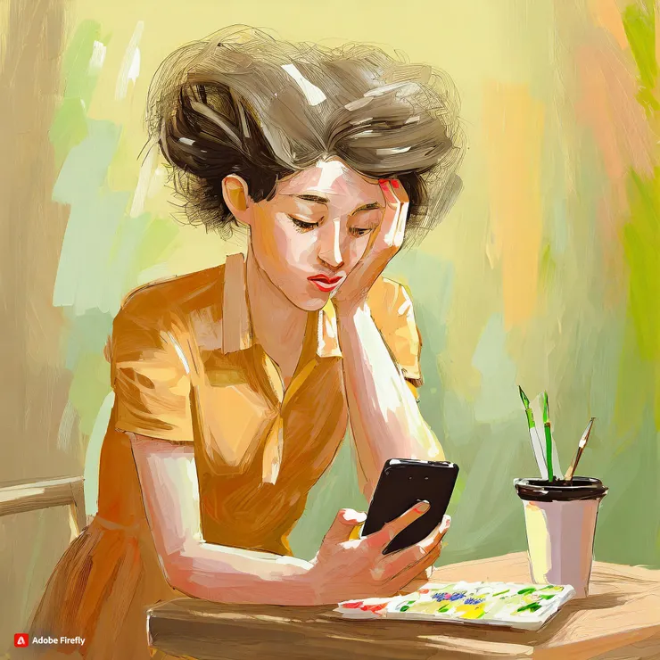因為過度使用手機而情緒低落(AI生成)