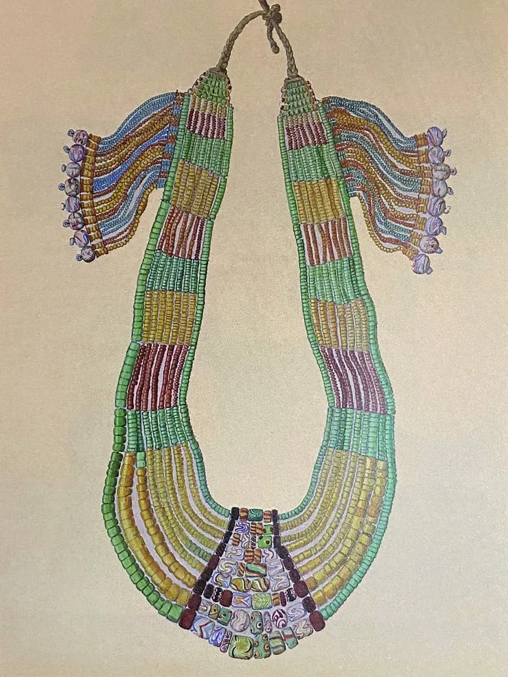 陳奇祿手繪排灣族古琉璃珠項鍊（圖片翻攝自《神手奇畫》p.116）
