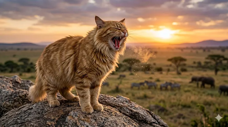 AI生成圖-獅吼的貓!
