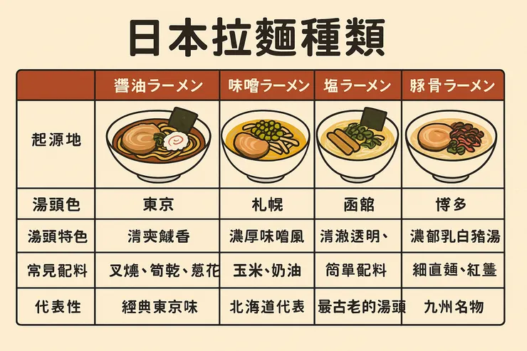 日本拉麵四大湯頭比較