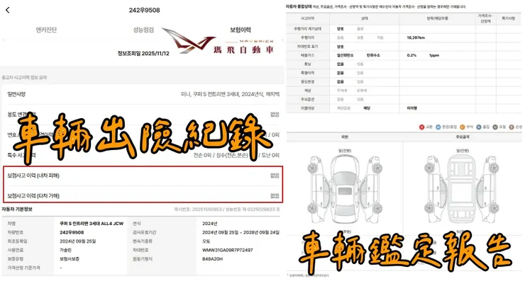 韓規MINI Cooper S Countryman ALL4 JCW外匯車車況確認、出險紀錄、鑑定報告。