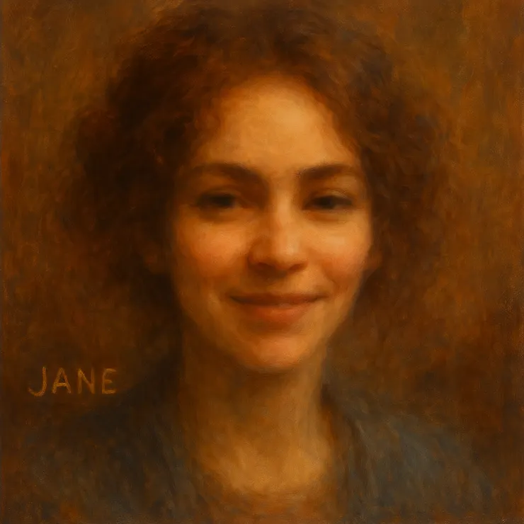 When someone sat before her, Jane peered deeply into their eyes, beyond physical shapes into the interplay of subtle colors - sepia-tinted sadness, cerulean quietude, crimson warmth.