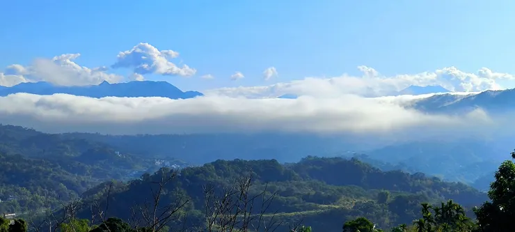 【果然群山隱約層疊鳶嘴浮出雲海】